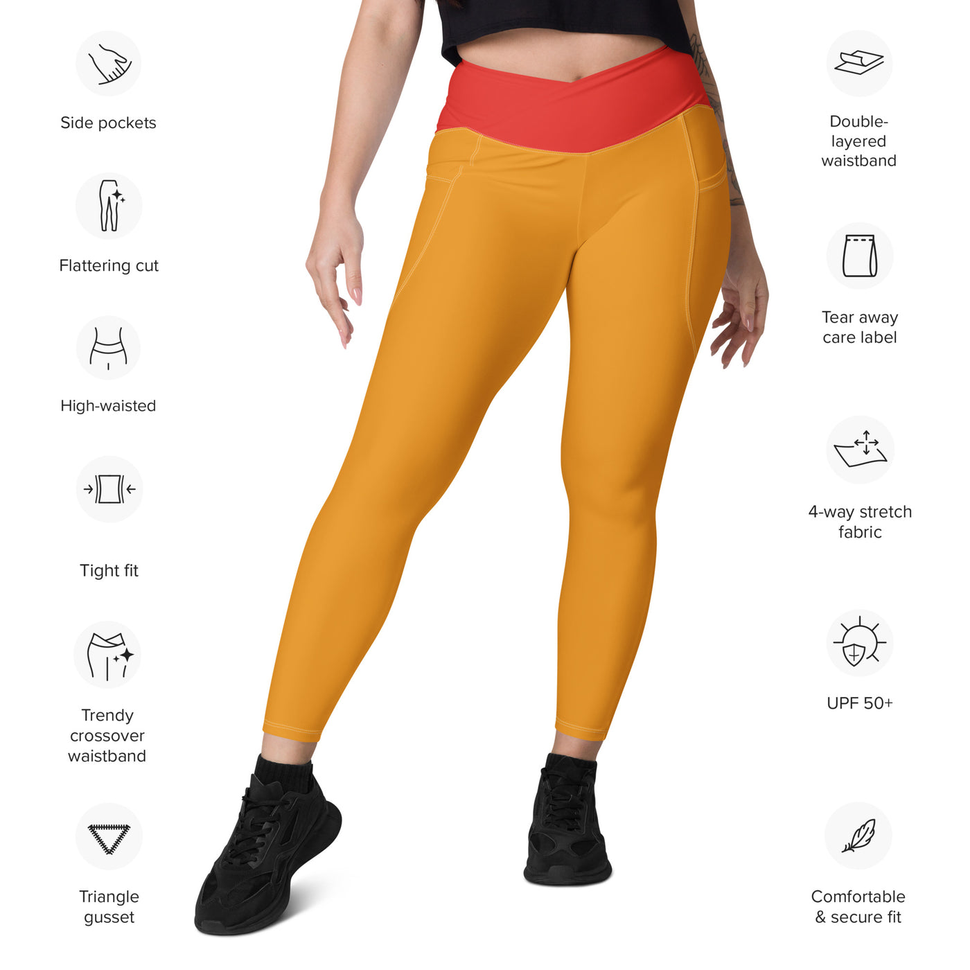 Crossover leggings with pockets