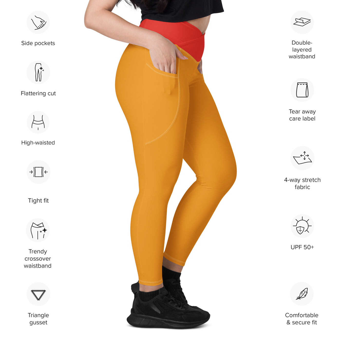 Crossover leggings with pockets