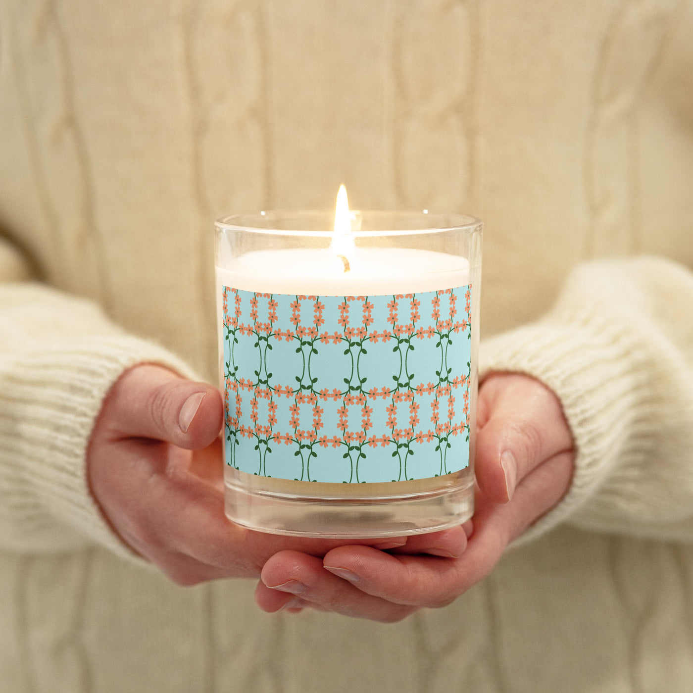 Glass jar soy wax candle