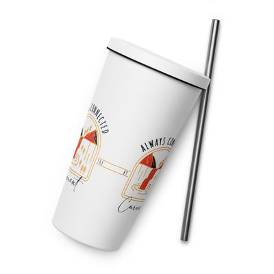 Insulated tumbler with a straw