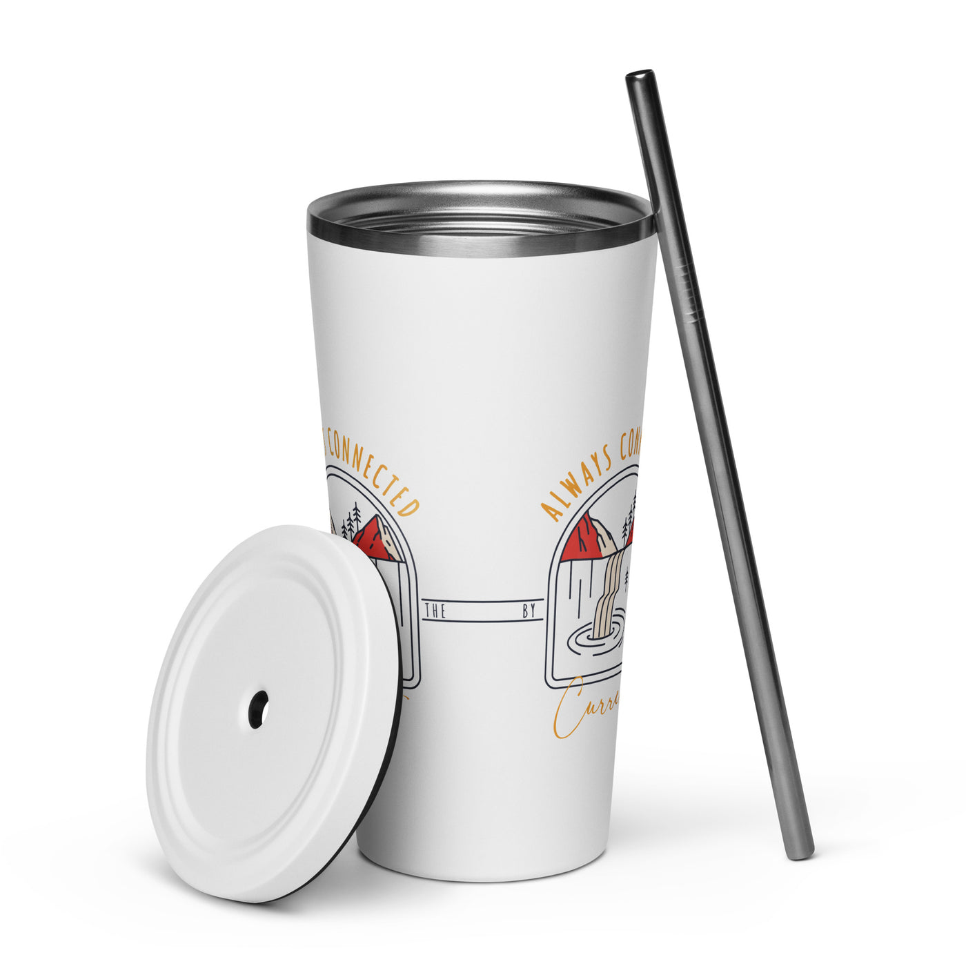 Insulated tumbler with a straw