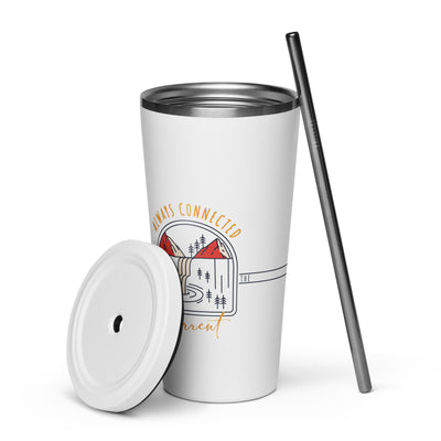 Insulated tumbler with a straw