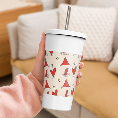 Insulated tumbler with a straw