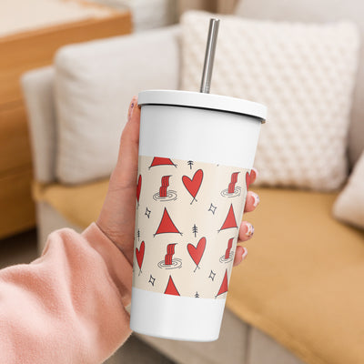 Insulated tumbler with a straw