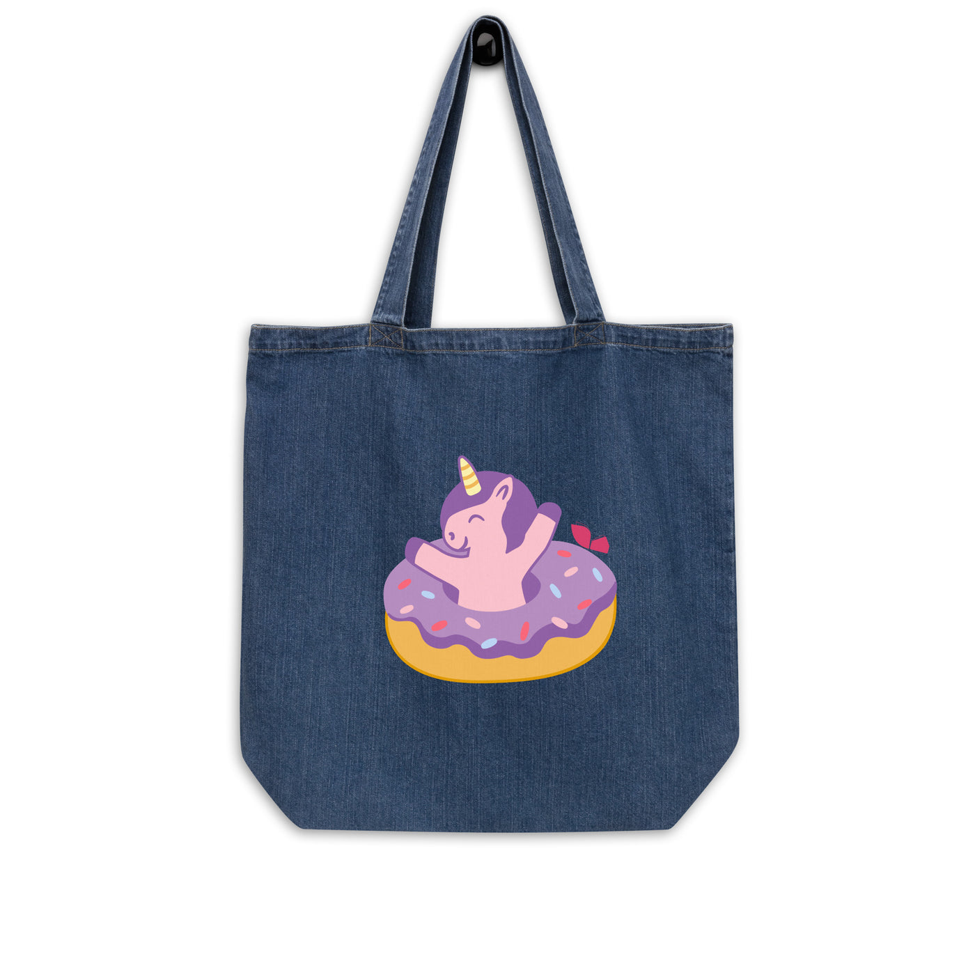 Organic denim tote bag