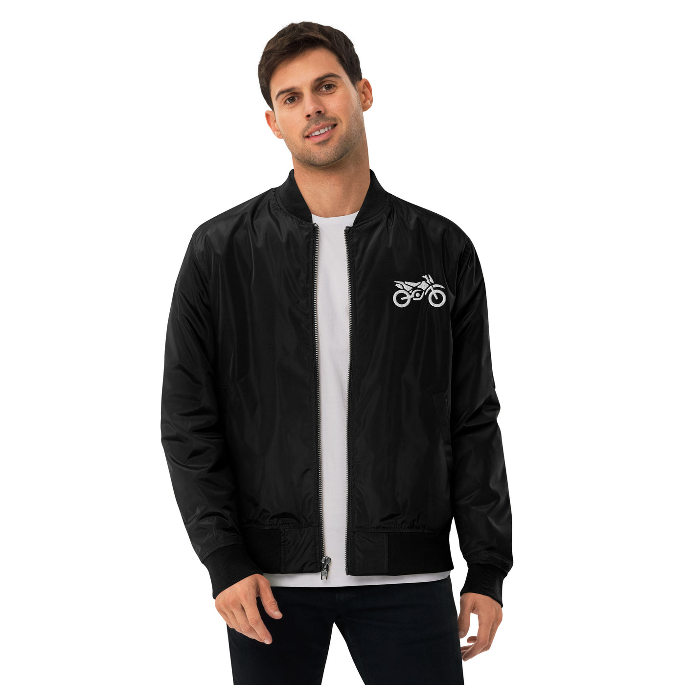 Premium recycled bomber jacket motorcycle