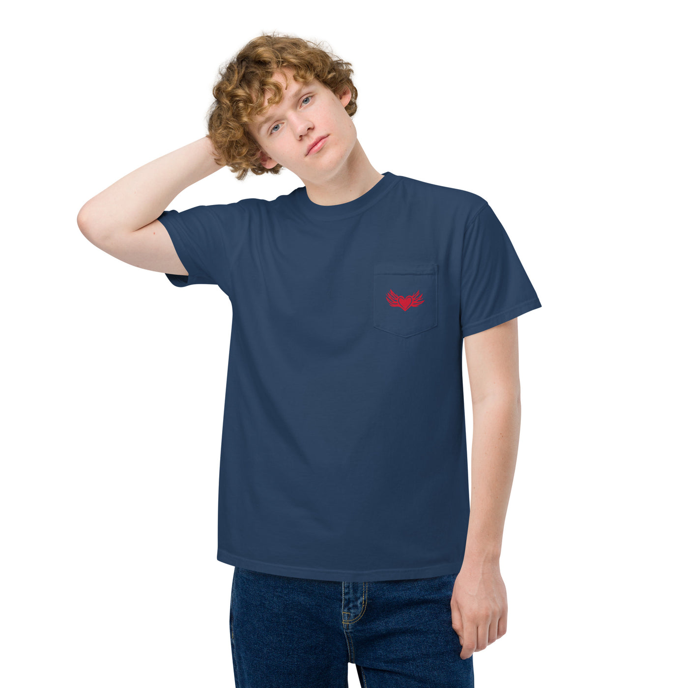 Unisex garment-dyed pocke heart t-shirt