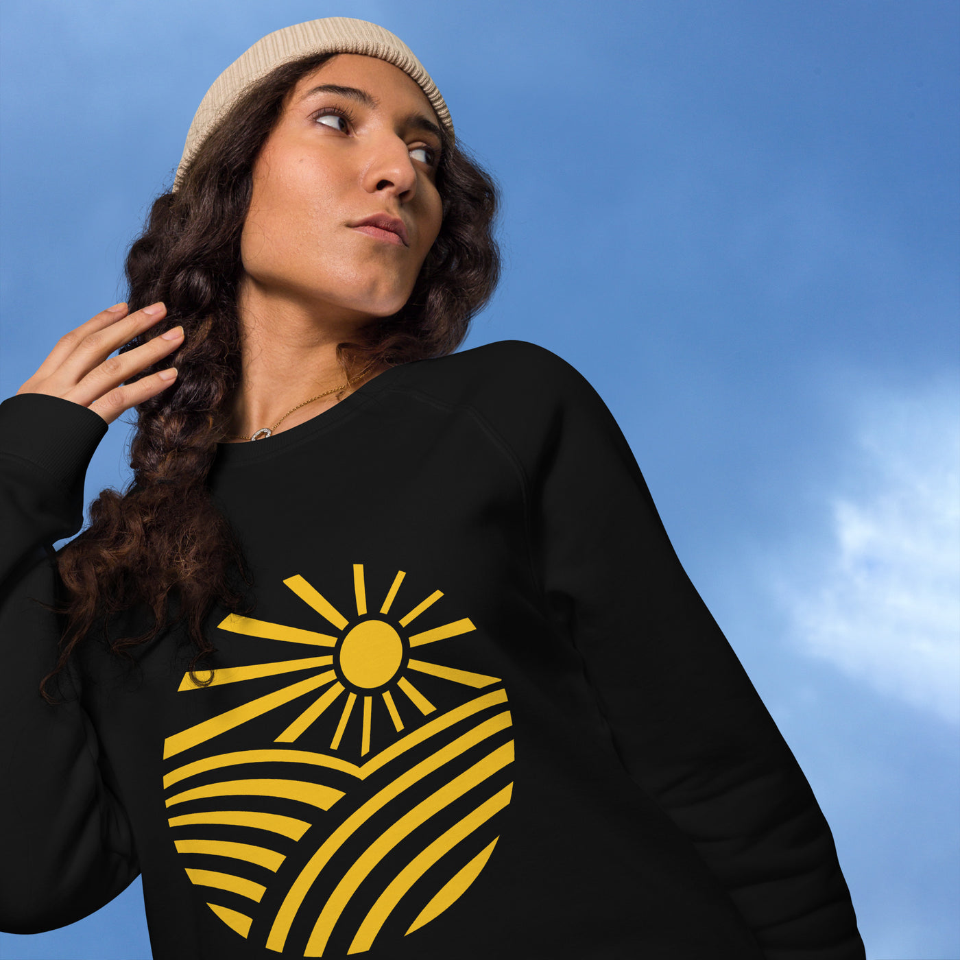 Unisex organic raglan sun sweatshirt