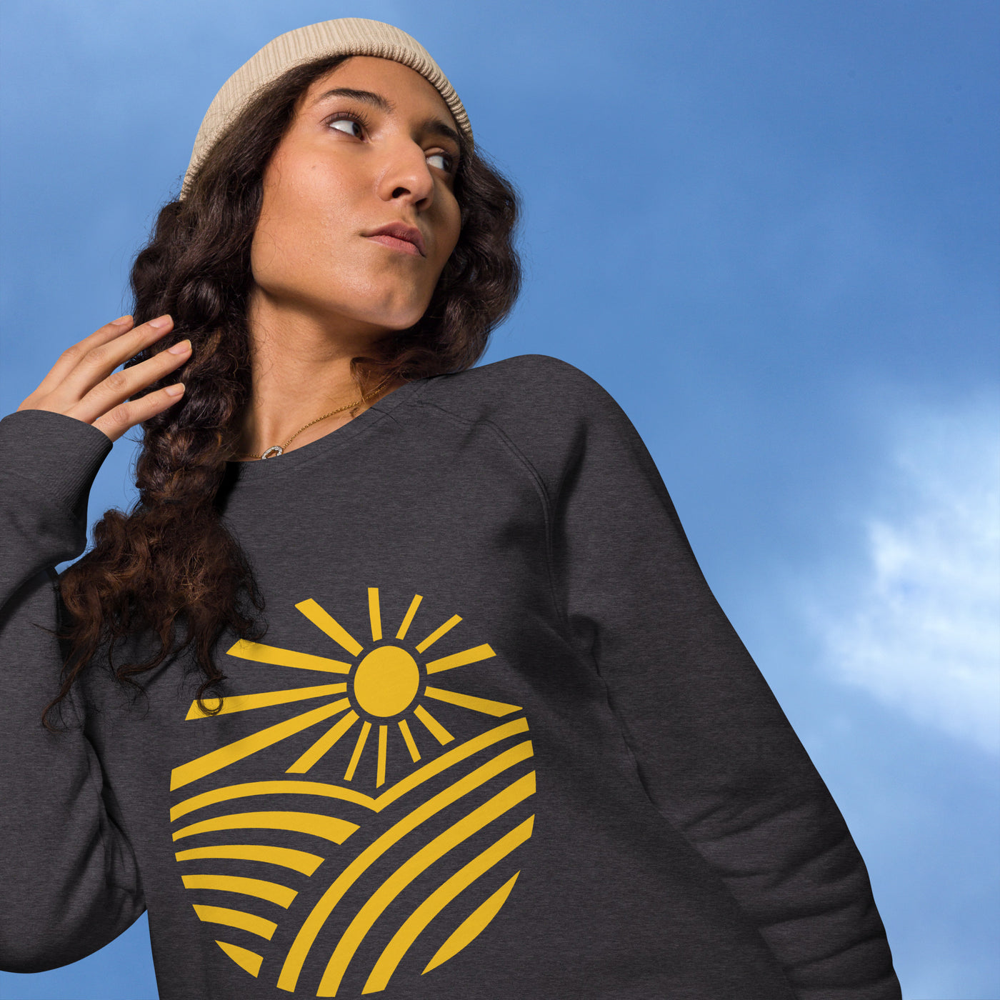 Unisex organic raglan sun sweatshirt